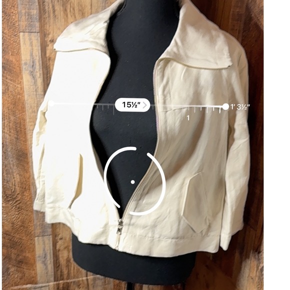 Ann Taylor Petite Beige Linen Blend Cropped Zip Up Jacket Women Size 6P - Picture 9 of 9